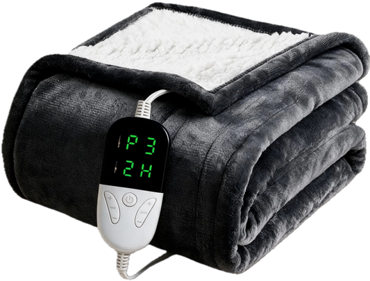 Warmhold Sherpa Heated Blanket in Dark Gray
